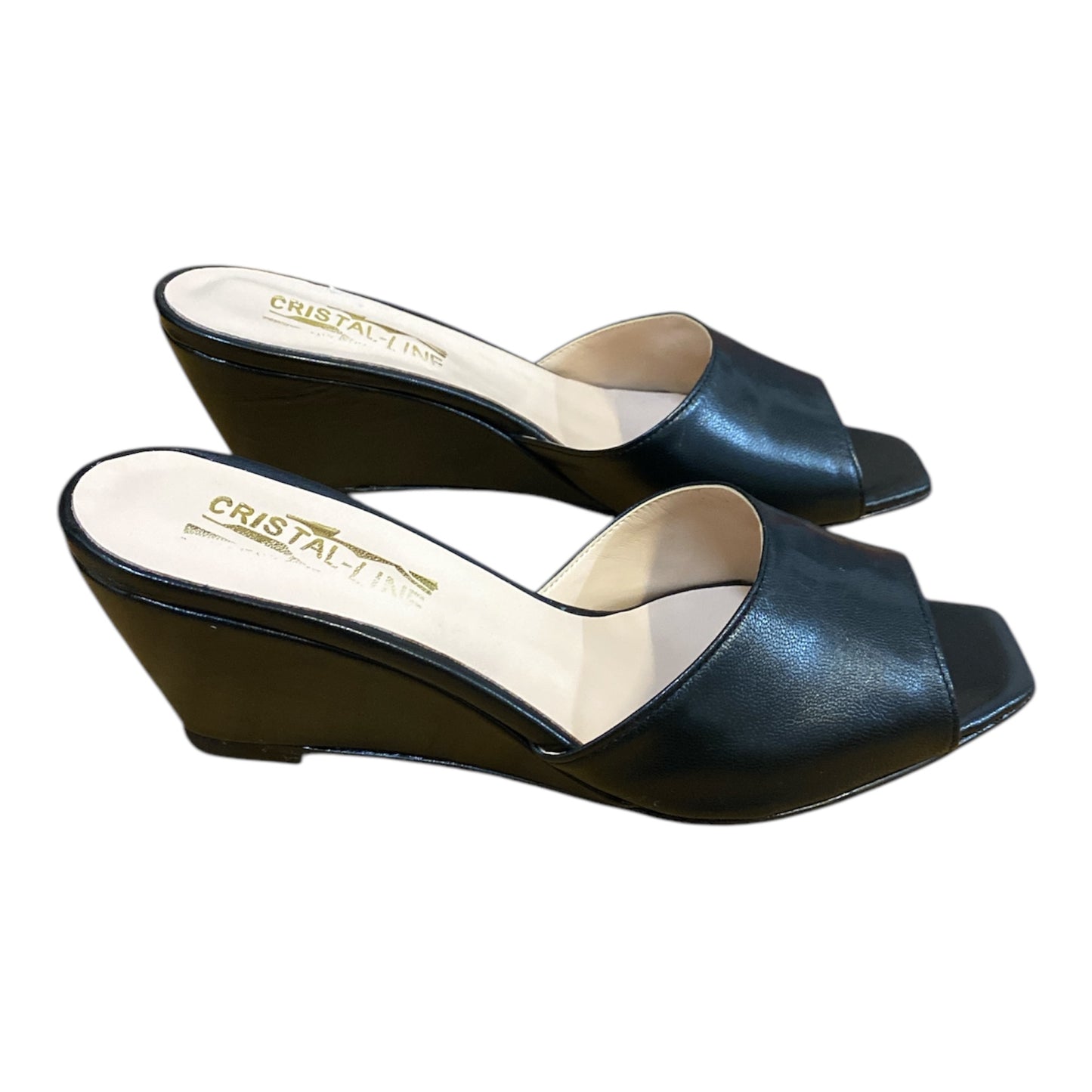 Mules Femmes a Talon Compense Cuir Noir
