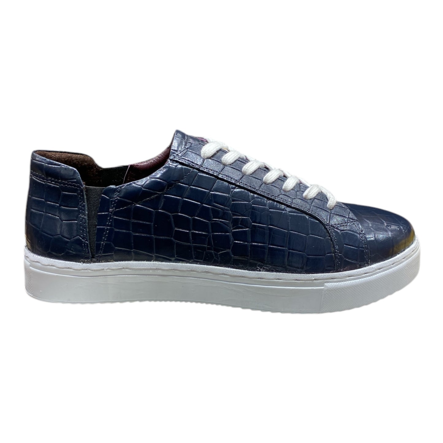 Sneackers Homme Cuir Bleu Marine façon Croco