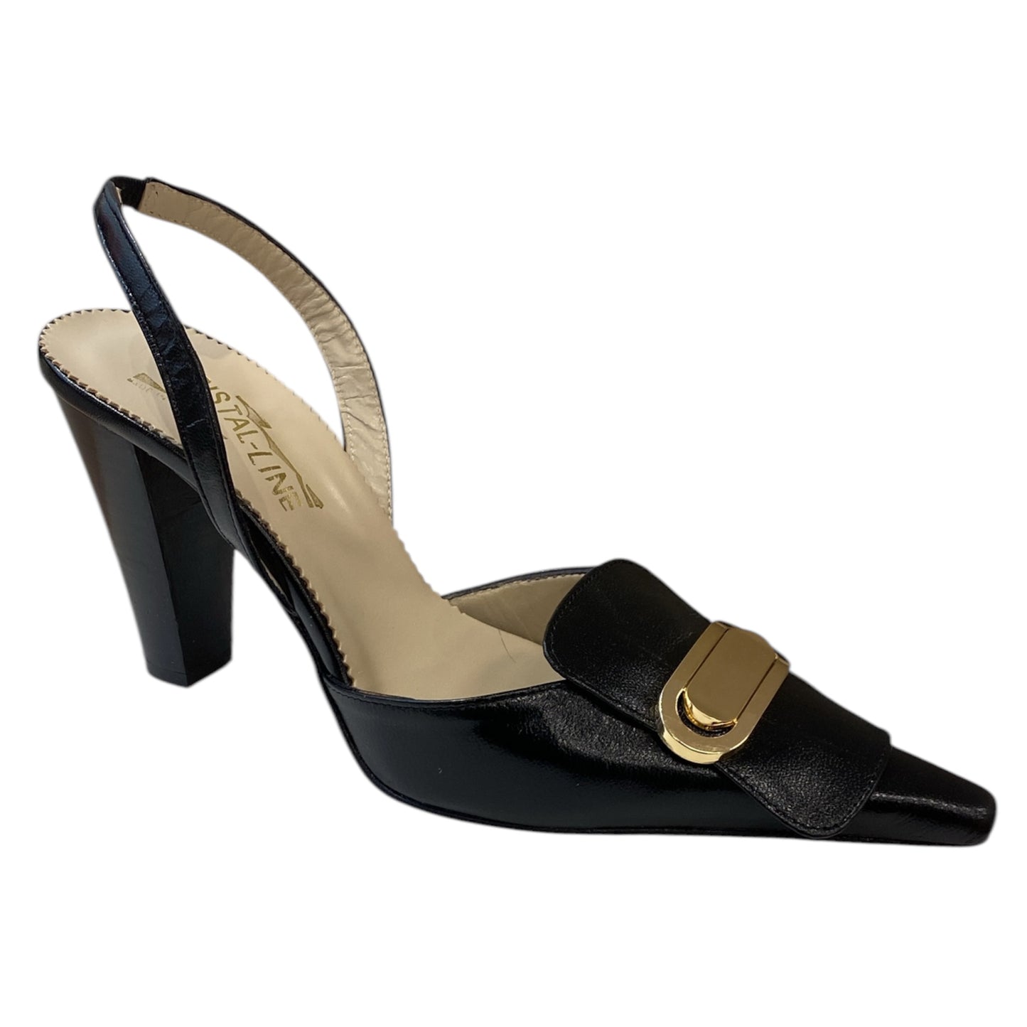 Sandale Cuir noir avec métal doré