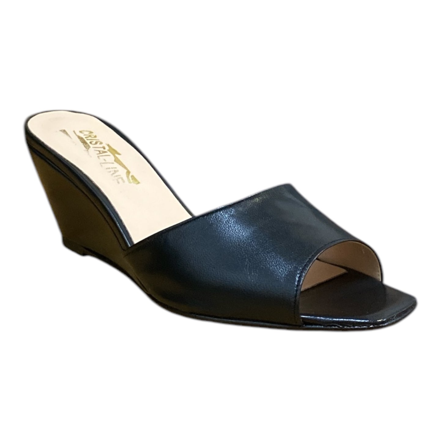 Mules Femmes a Talon Compense Cuir Noir