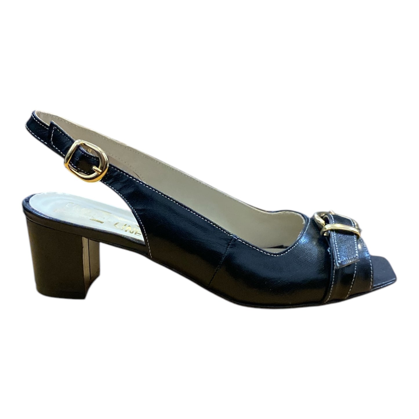 Sandale Cuir noir avec métal doré réf 915
