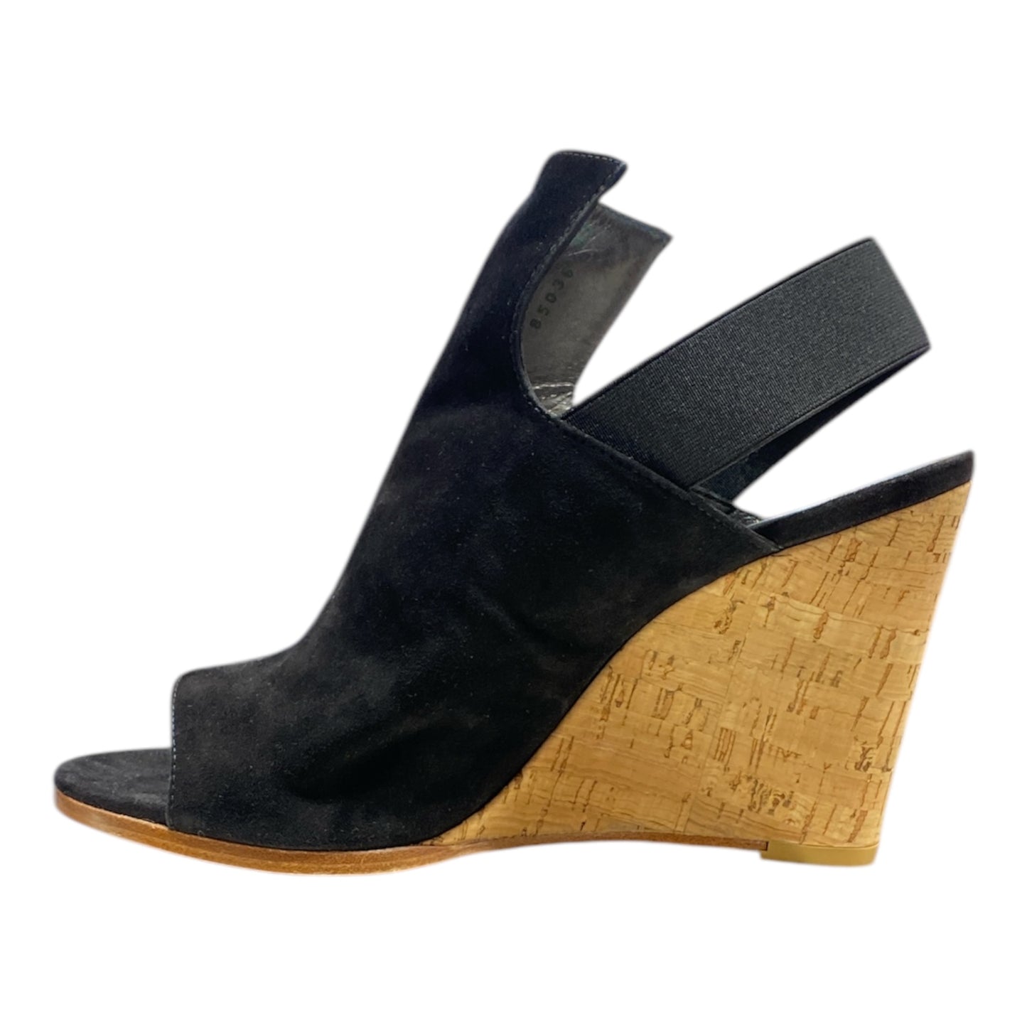 Sandales Compensée Cuir Suède Noir