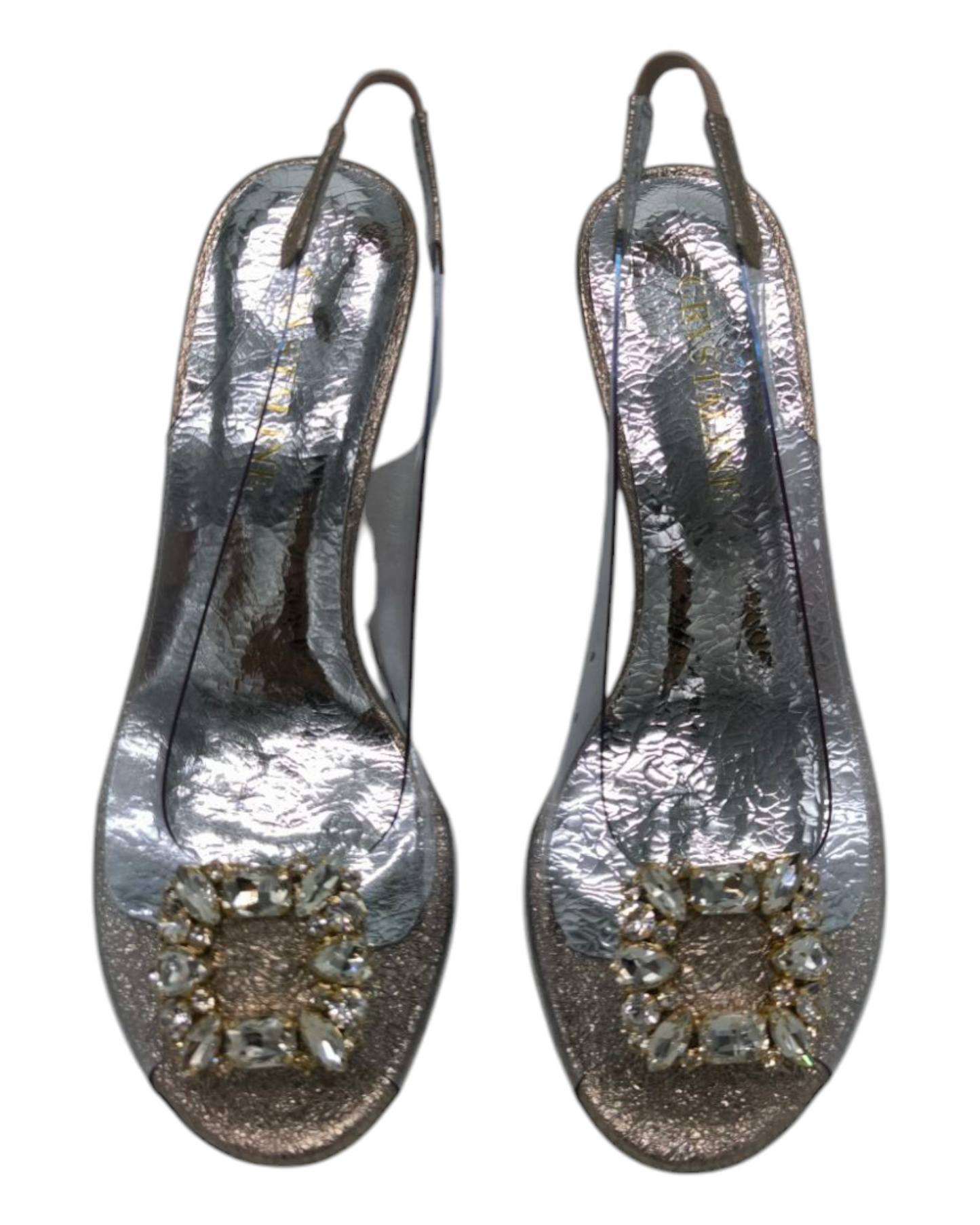 Escarpins Ouverts Dorés avec Strass