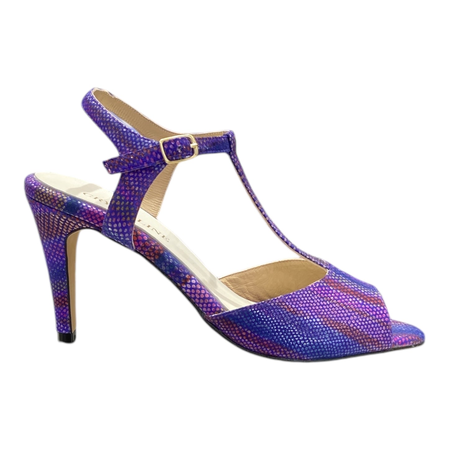 Sandale Cuir Violet Talon Haut