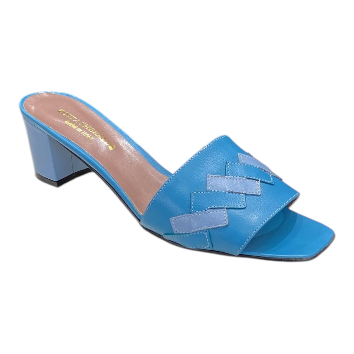 Mules Femmes Cuir Bleu Ciel