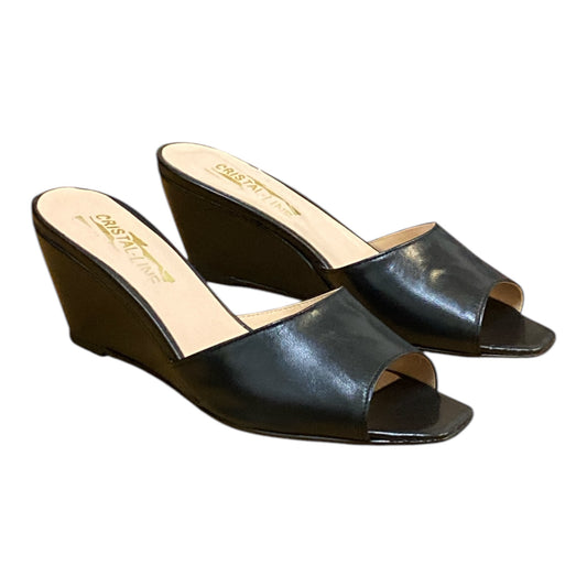 Mules Femmes a Talon Compense Cuir Noir