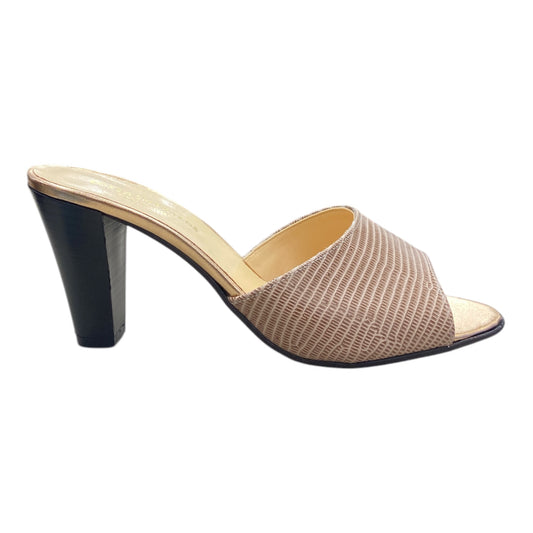 Mules Femmes Talon Haut Cuir et Vernis Champagne