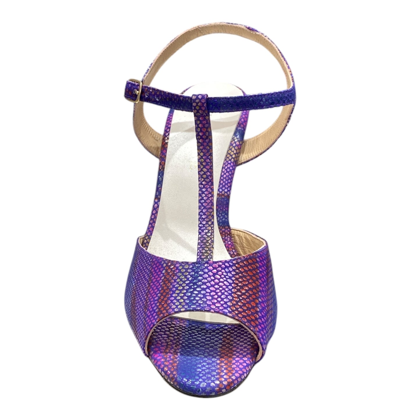 Sandale Cuir Violet Talon Haut