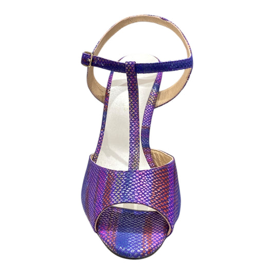 Sandale Cuir Violet Talon Haut