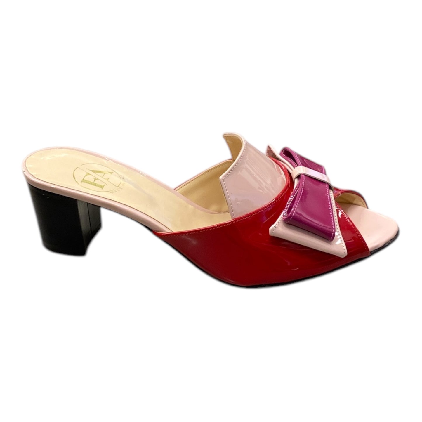 Mules Femmes Talon Moyen Vernis Rouge