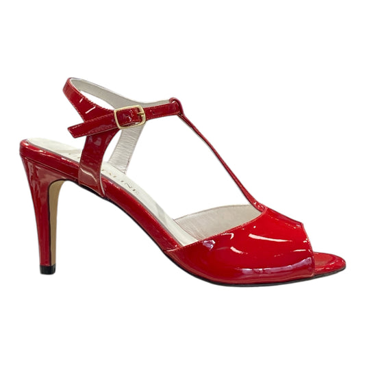 Sandale Cuir Vernis Rouge Talon Haut