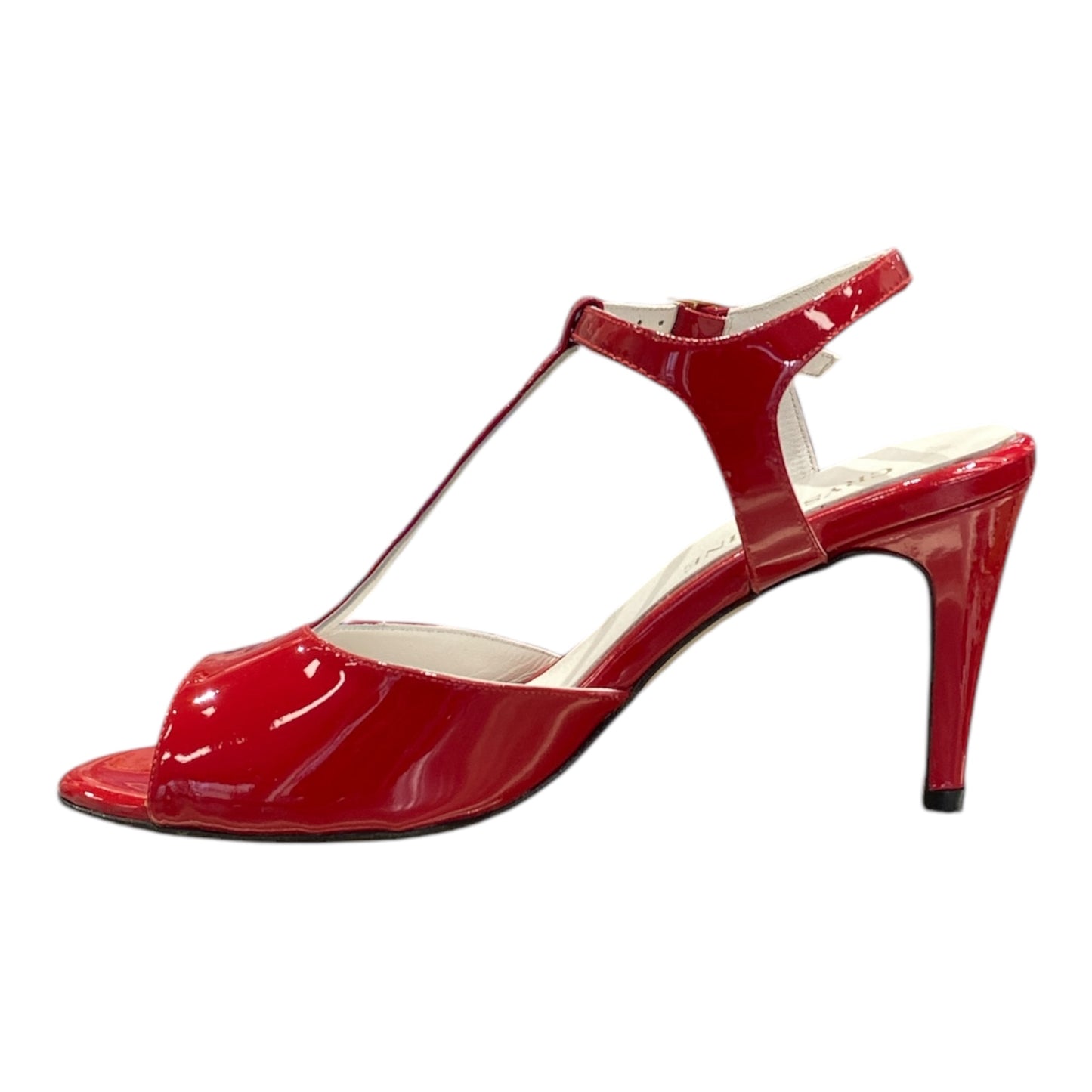 Sandale Cuir Vernis Rouge Talon Haut
