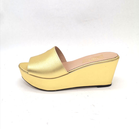 Mules Femmes compensee Or